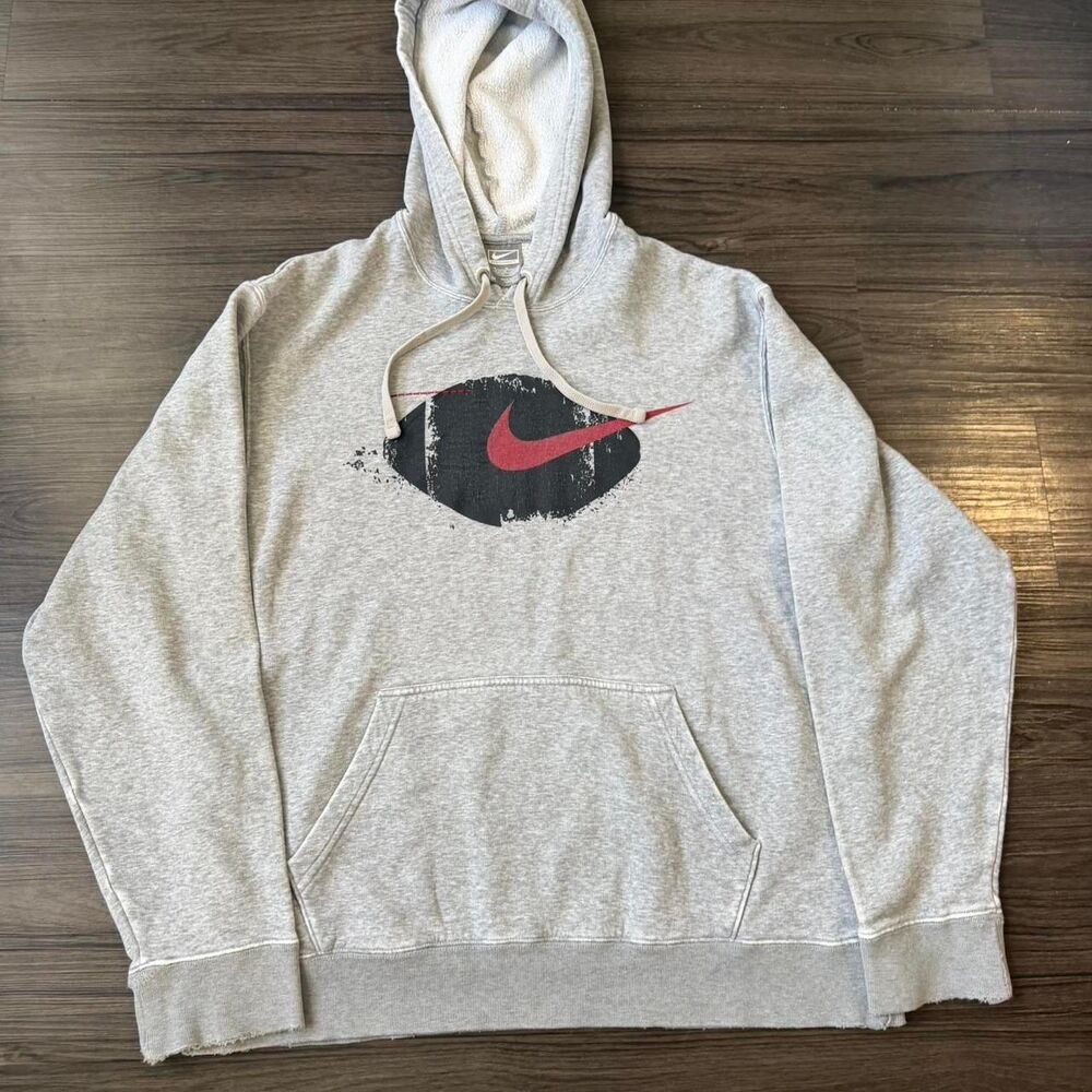 Vintage 00s Silver Tag Nike Football grey hoodie with red swoosh Size Medium